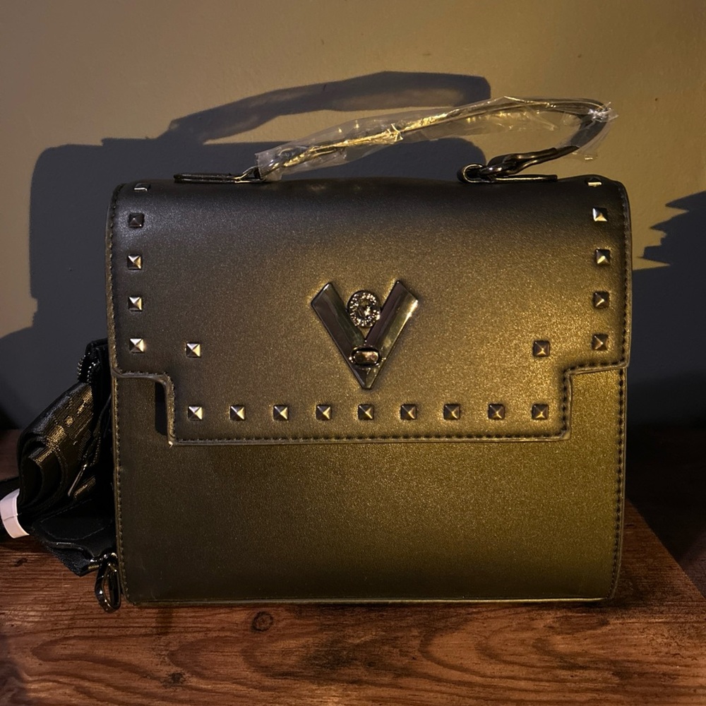 Valentino Orlandi Black Studded Crossbody Bag